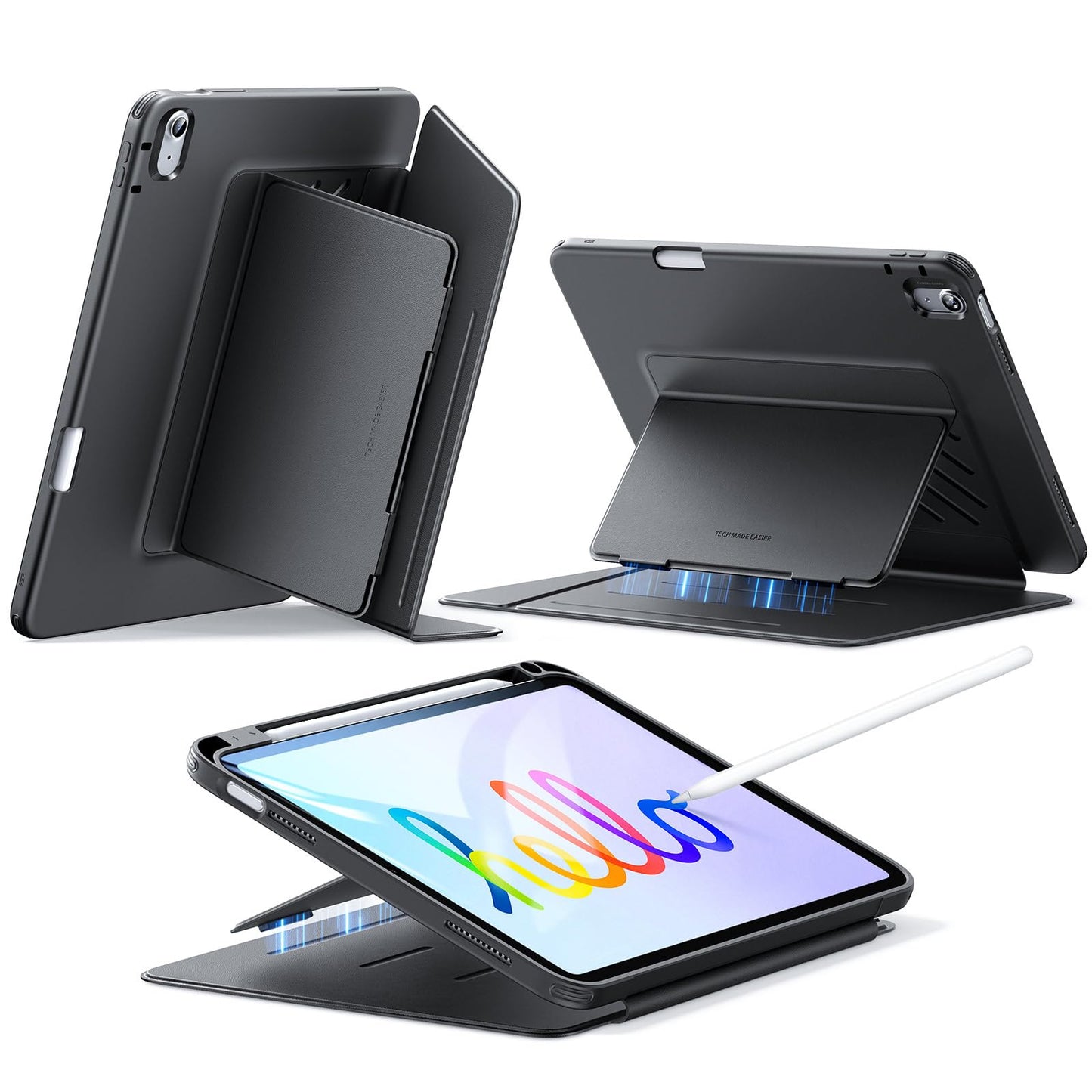 ESR for iPad (A16) 11th Generation Case, iPad 11th/10th Gen Case (2025/2022), Vertical Stand Cover, Multi Stand Angles, Ultra-Stable Cover with Pencil