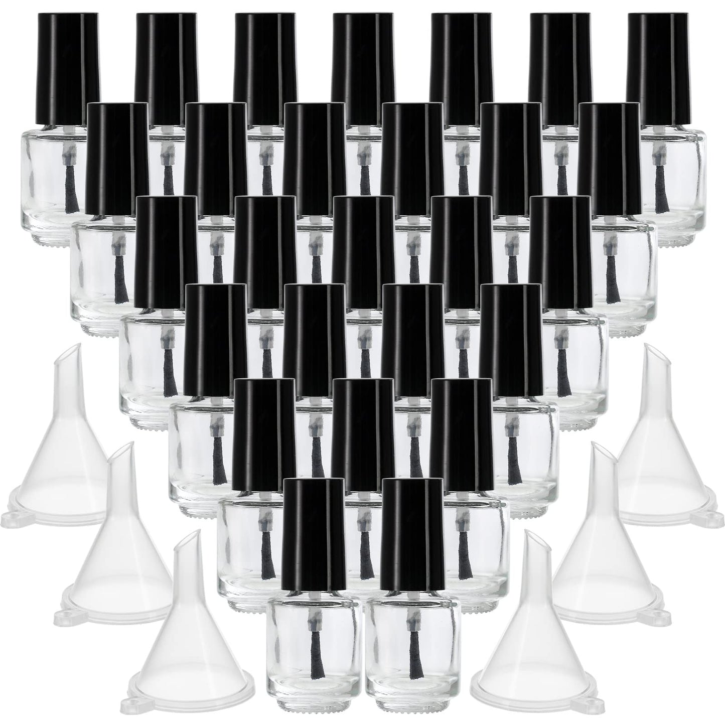ZENFUN 50 Pack 5ML Empty Nail Polish Bottles, Clear Glass Nail Polish Containers with with Brush Cap & 6 Funnel, Refillable DIY Glass Manicure Polish