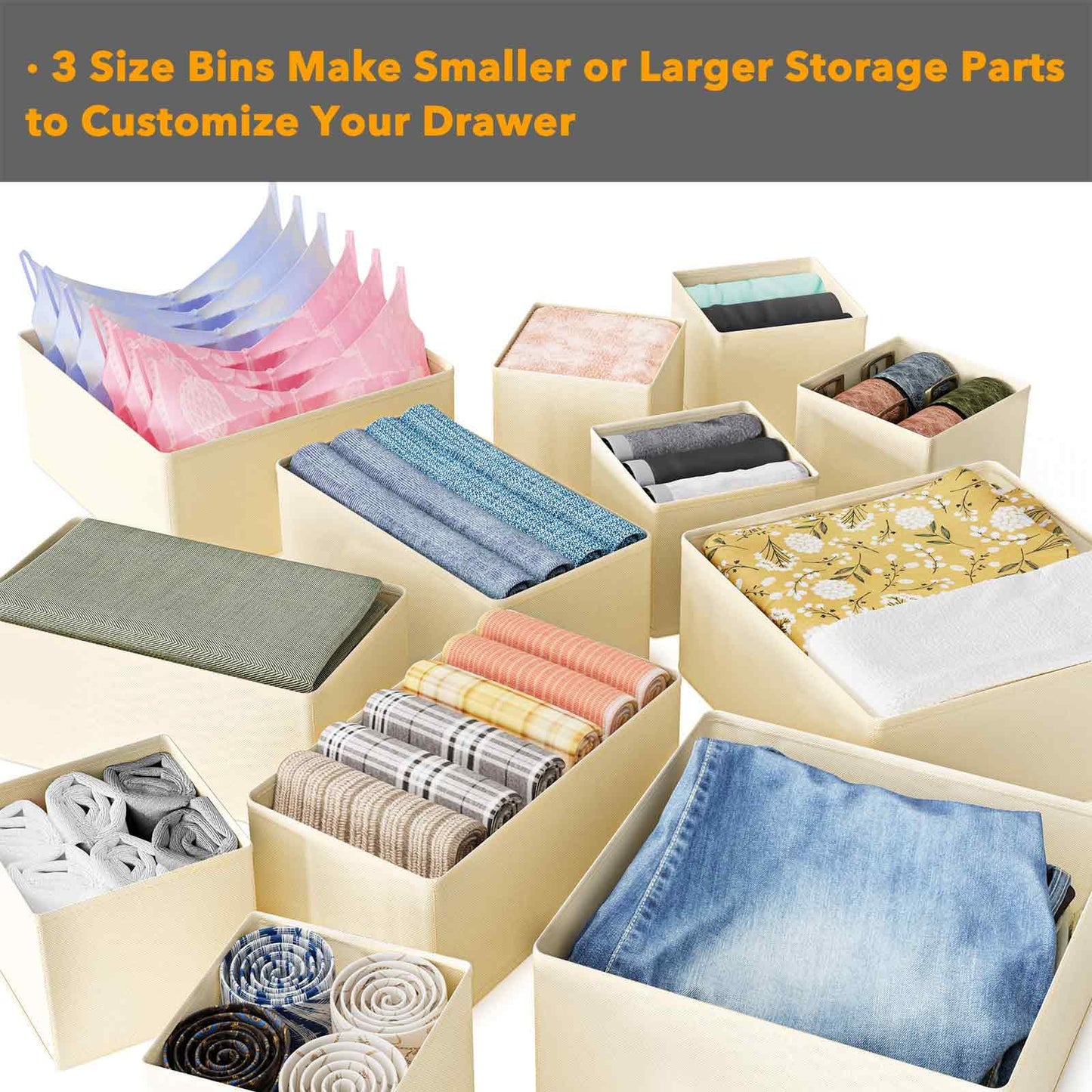 SpaceAid Drawer Organizer for Clothes, 18 Pack Dresser Drawer Organizer Bins, Closet Organizers and Storage Dividers for Clothing, Underwears, Socks