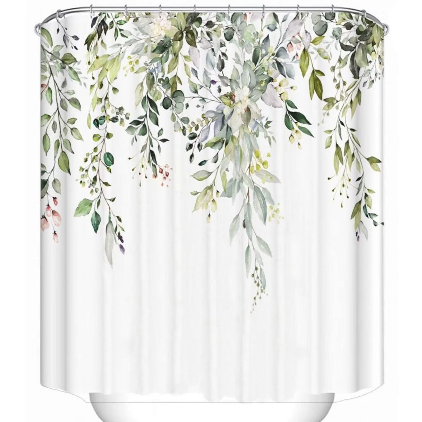 Ezmine Floral Shower Curtain Waterproof Plant Bathroom Decoration Leaves Washable Bathroom Curtain Decor Quick-Drying Shower Curtain with 12 Hooks