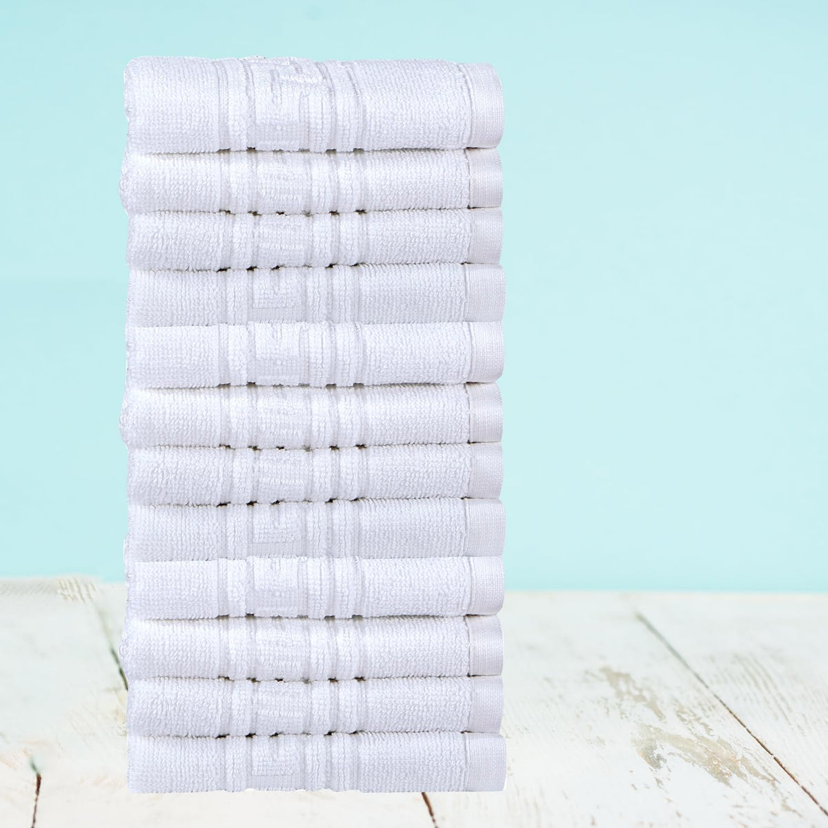 Indus Textiles 100% Egyptian Cotton Flannel Face Cloths Wash Towels - 12 pack - White - 30x30CM