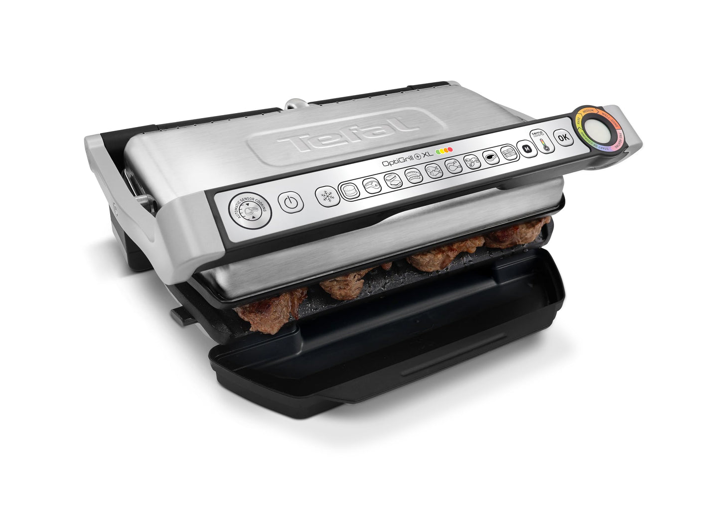 Tefal GC722D40 Optigrill Plus X-Large Grill with 9 Automatic Settings and Cooking Sensor, Non Stick Removable Plates, Automatic Settings and Cooking