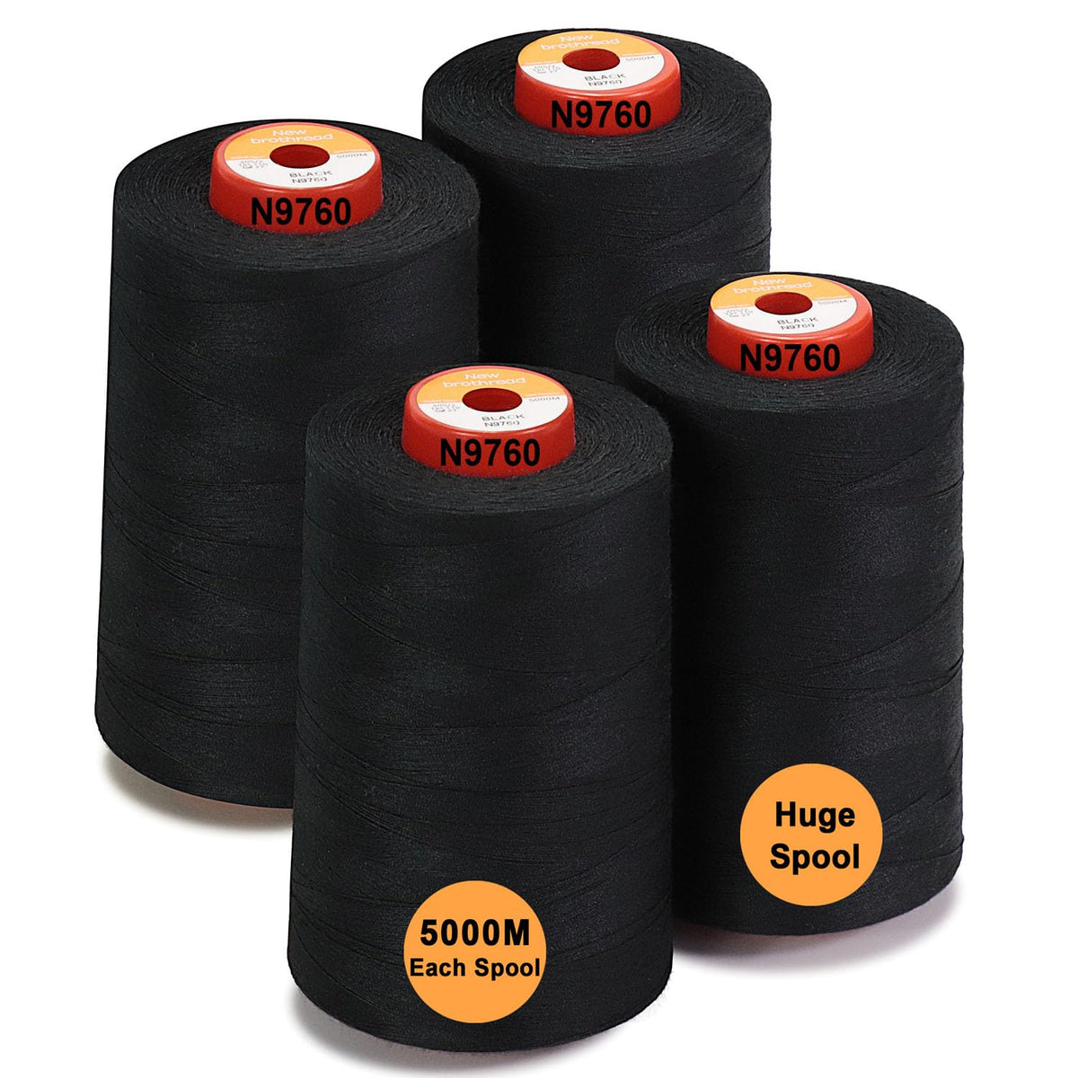 New brothread - 28 Options - 4 Large Cones of 5000M Each All Purpose Polyester Sewing Thread 40S/2 (Tex27) for Sewing, Quilting, Piecing, Serger and