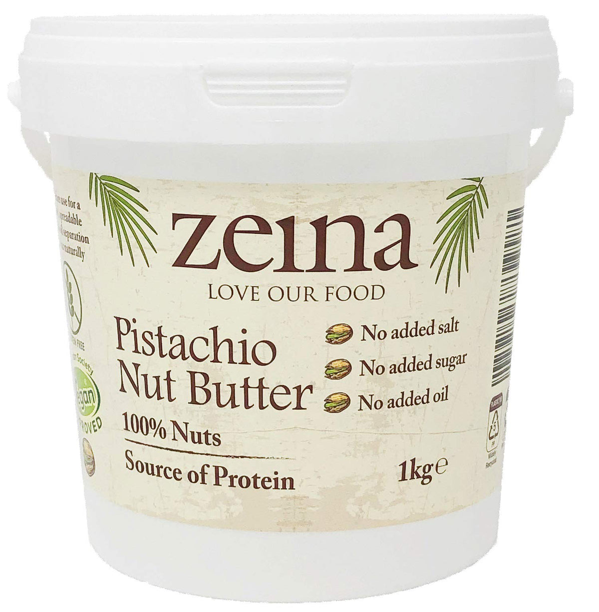 Zeina 100% Pistachio Nut Butter (1Kg) - Vegan and Kosher Approved Pistachio Butter for Snacks, Cooking and Baking - NO Palm Oil, Peanut, Sesame and