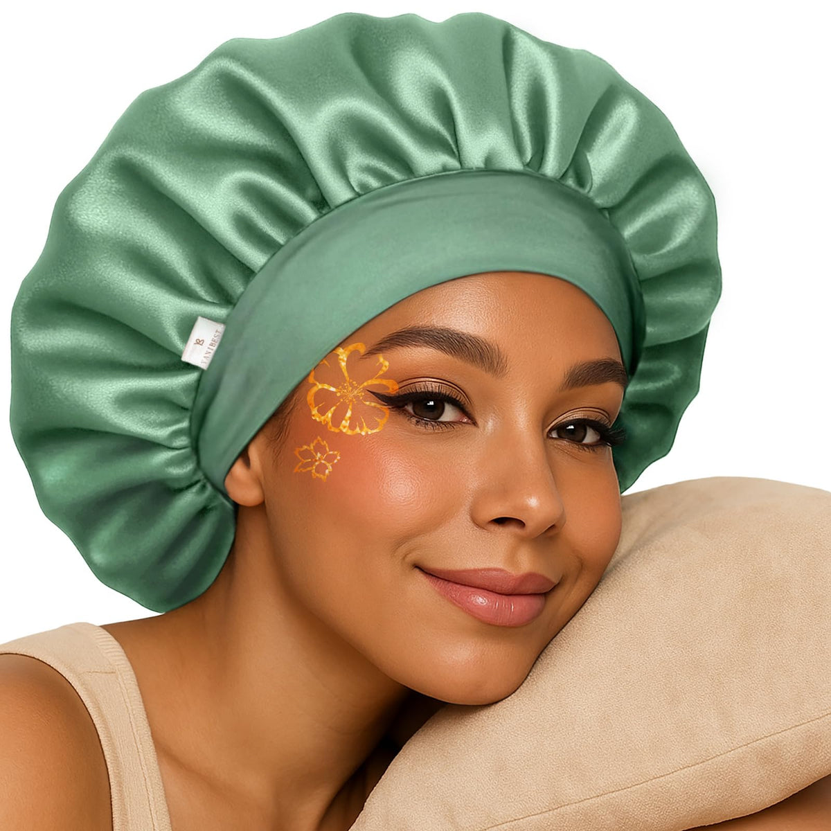 YANIBEST Silk Bonnet for Sleeping Women, Double Layer Hair Satin Bonnets with Elastic Band, Sleep Cap Curly Natural Hair