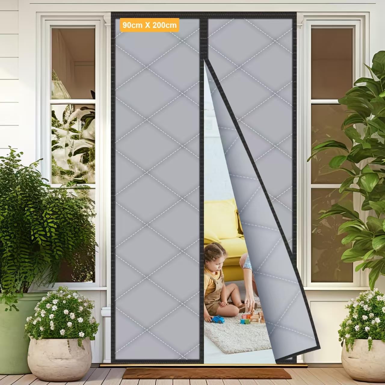 Sylken Thermal Door Curtain 200 X 90cm,Thickened Windproof Waterproof Door Covers Oxford Cloth with Polyester Cotton Warm Winter, Windproof