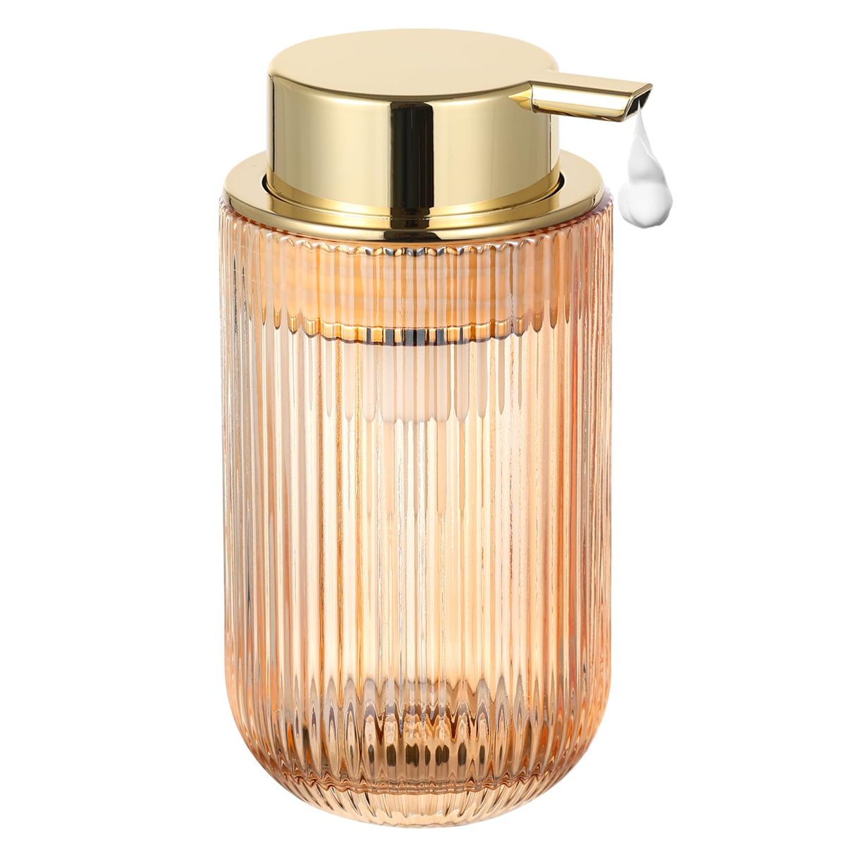 LEICURACE Glass Foam Soap Dispenser, Refillable Faming Dispenser with Gold Pump, Foam Hand Soap Dispenser for Bathroom Kitchen, Modern Home Bathroom