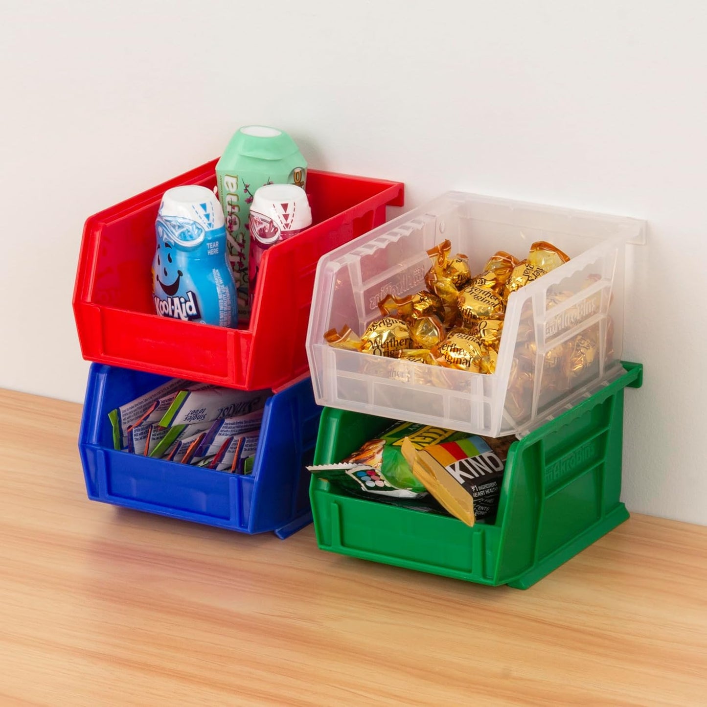 Akro-Mils 30210 AkroBins Plastic Storage Bins, Space-Saving Stackable Bins for Garage, Pantry, Craft Storage, 5x4x3 Inch, Grey, 6-Pack