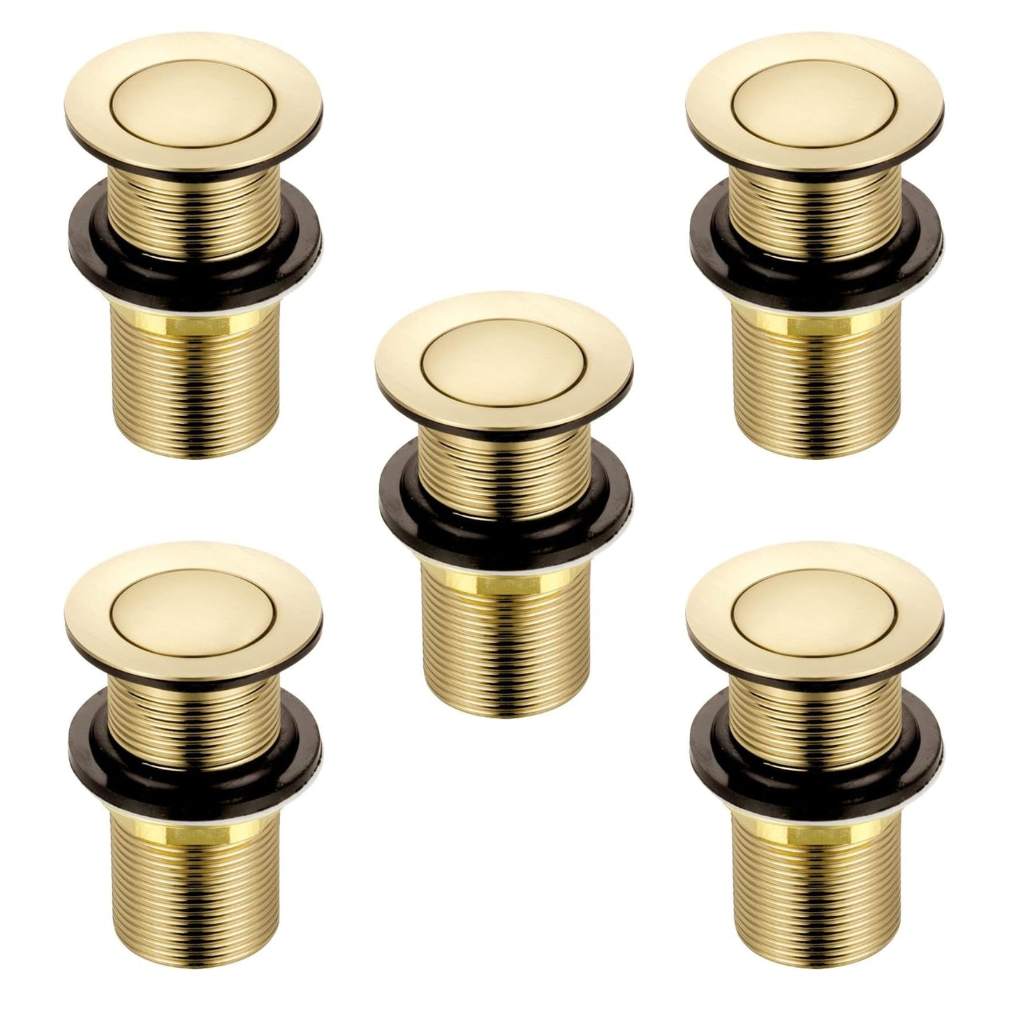 Xcel Home 5x Brushed Gold Unslotted Basin Waste | Click Clack Replacement Pop Up Brass Polished Bathroom Sink Plug