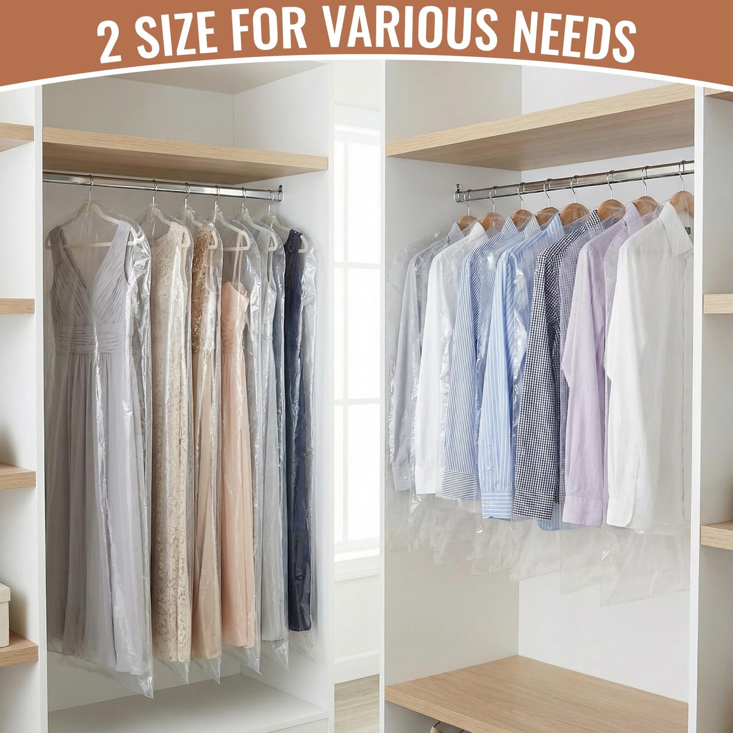Plastic Clothes Covers 40 Pack, 60 x 90 cm and 60 x 140 cm, Dust Proof