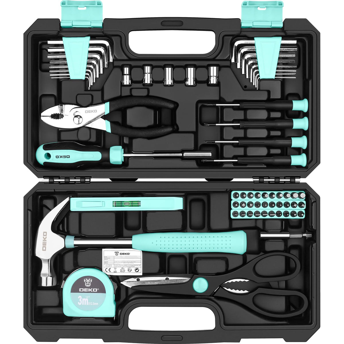 DEKO Tool Kit?Tool Set, Hand Tool Kit Box DIY for Men 62 Pieces, Home Repair DIY Tools Basic Hand Toolbox Sets for Home