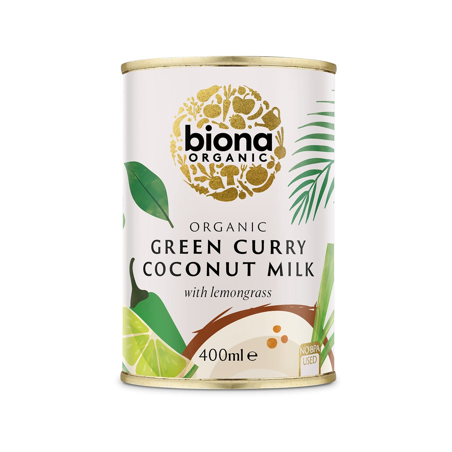 Biona Organic Green Curry Coconut Milk 400ml, Pack of 6 - Dairy Free, Naturally Vegan - Blended with Chilli and Lemongrass - Pressed from Coconut