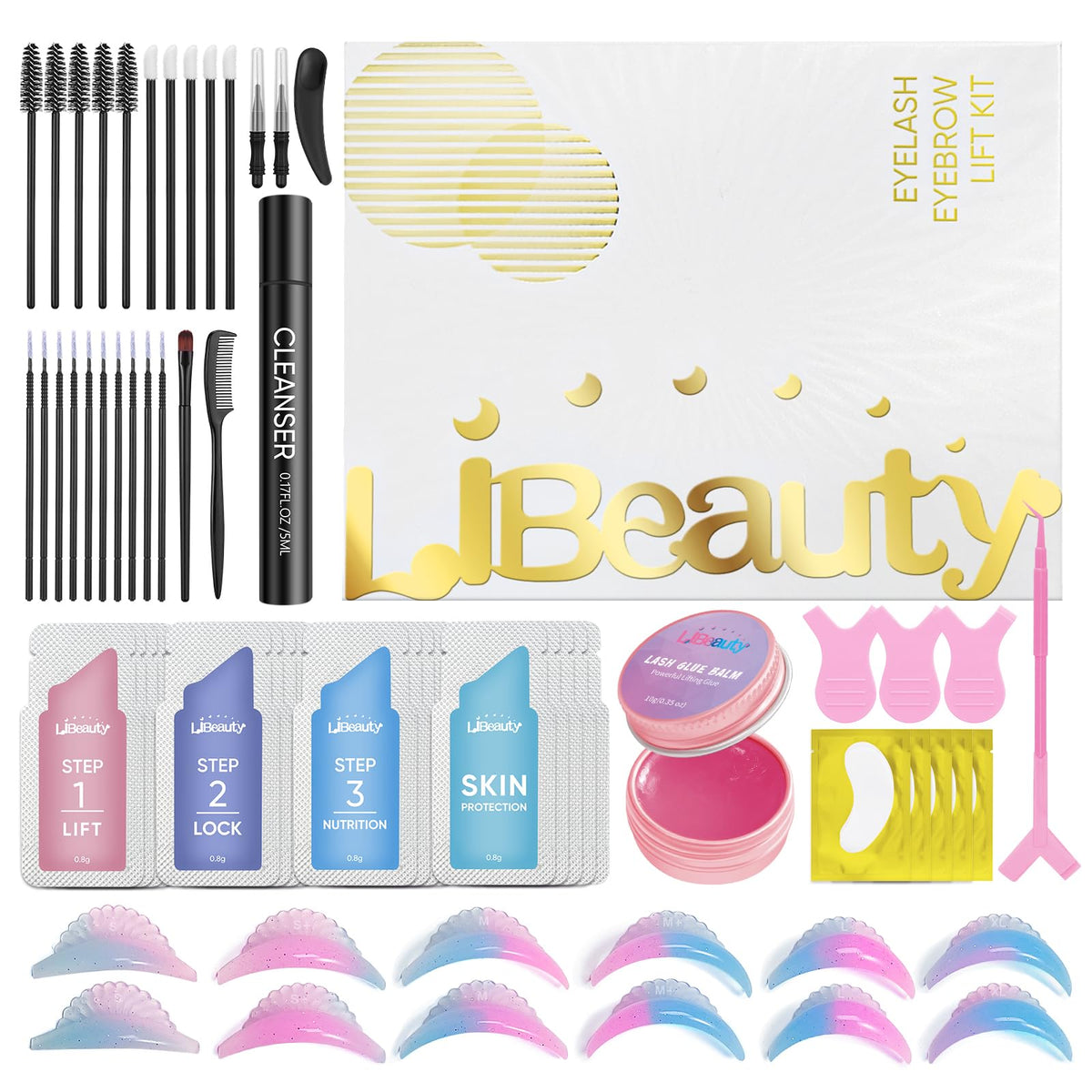 Libeauty Updated Lash Lift Kit, Eyelash Perming Kit, Lash Perm Kit with Lash Lift Balm, Upgrade Lash Lift Shields for Salon and at Home Use