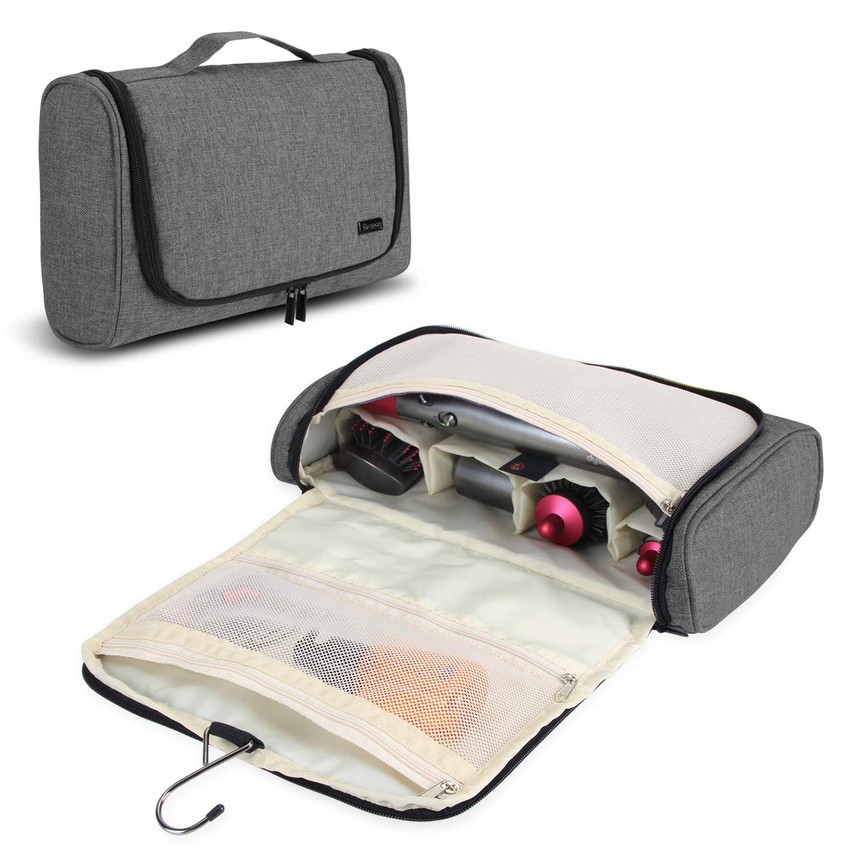Teamoy Travel Storage Bag Compatible with Dyson Airwrap Styler, Portable Travel Organiser for Airwrap Styler and Attachments, Grey