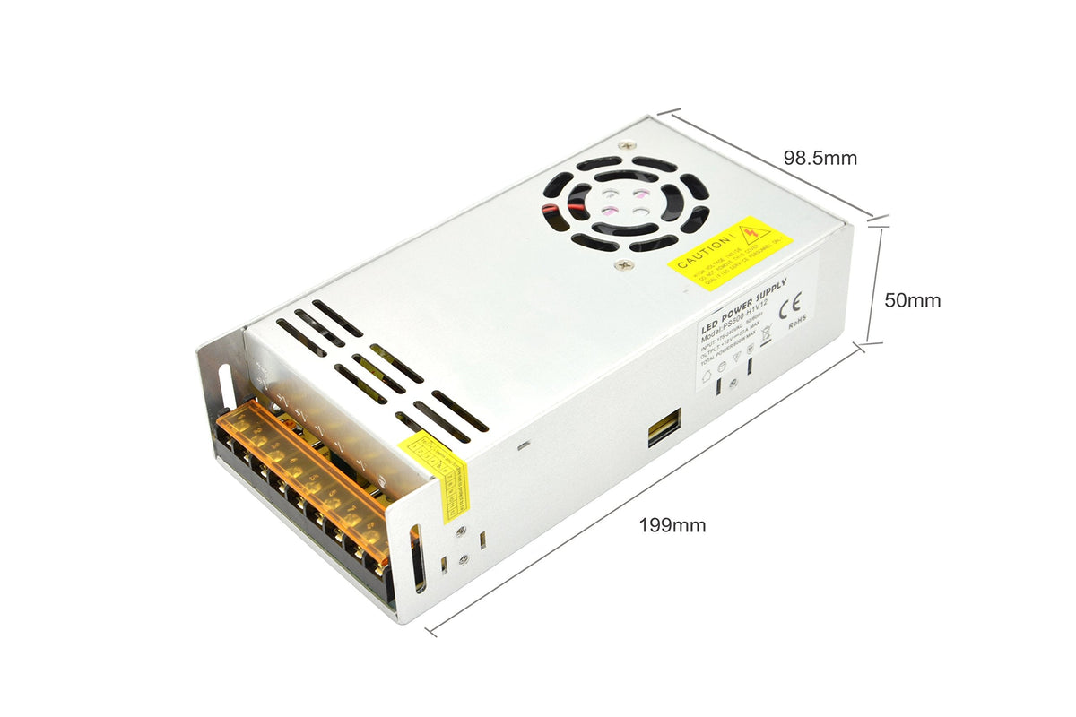 Dapenk 12v Power Supply Driver Transformer 240v to 12v Dc Power Supply Led Driver Light Adapter Light Converter Aluminum Shell (PS600-12V)