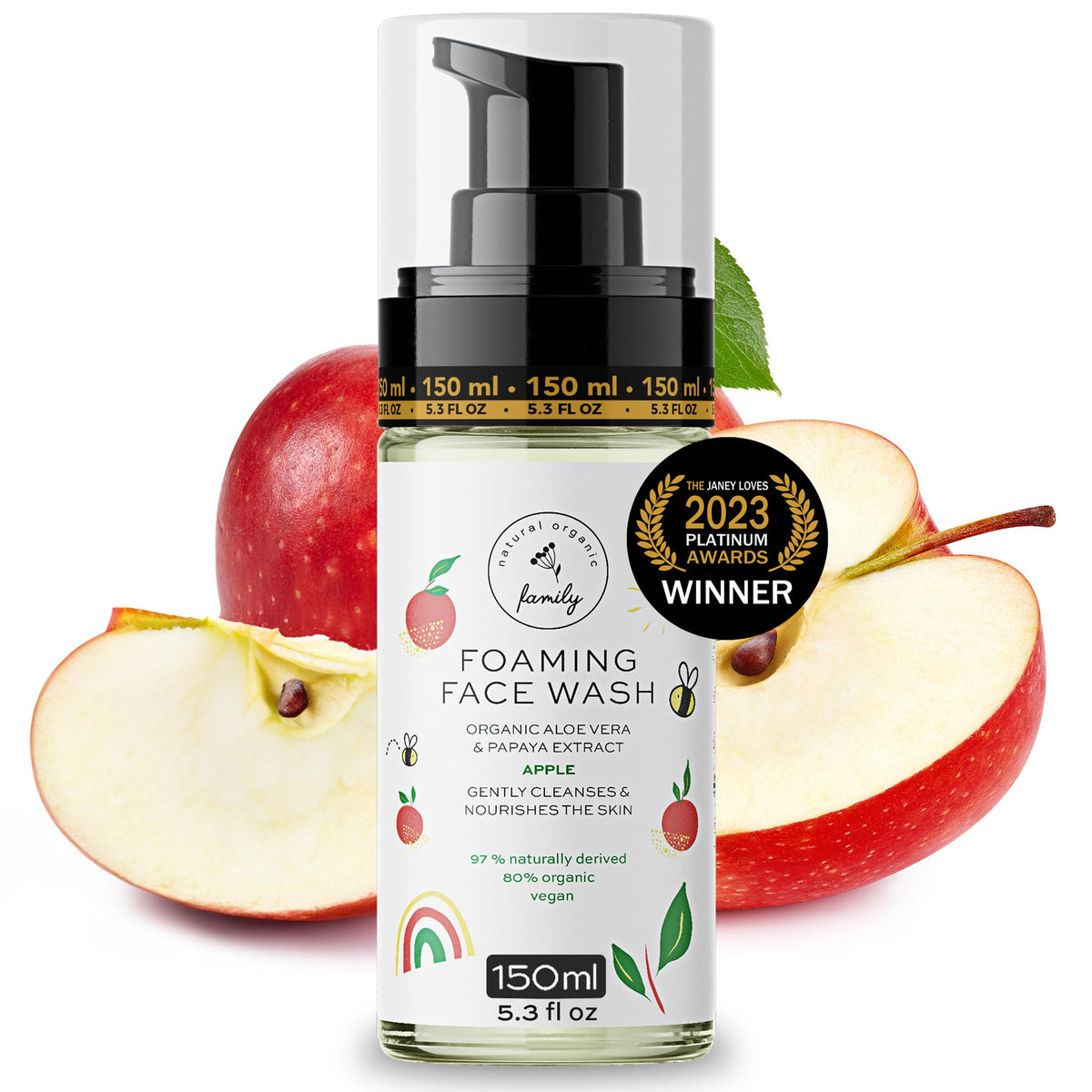 Kids Organic Foaming Face Wash - Natural Skincare for Teen Girls 10-12 - Gentle Facial Cleanser for Dry Sensitive Skin - Hydrating Exfoliating & Non