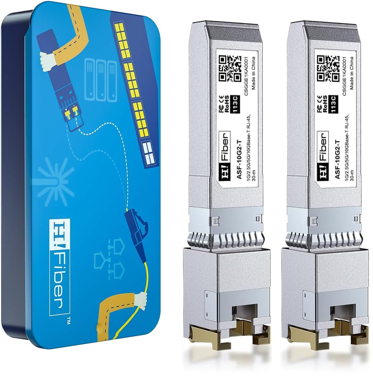 2-Pack 10Gb SFP+ RJ45 Transceiver, 10Gbase-T SFP+ Ethernet Module Support 10G/5G/2.5G/1.25G, Compatible with Cisco SFP-10G-T-S,Ubiquiti
