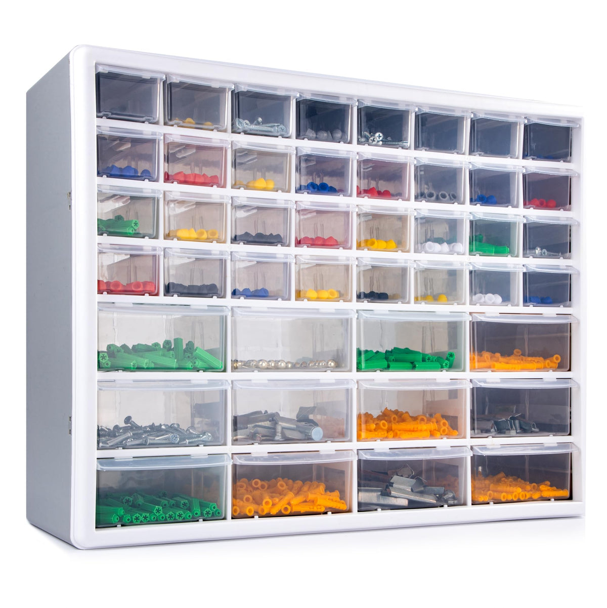 CraftGenes Screw Storage Organiser ? 44-Drawer Garage & Workshop Box with Adjustable Dividers, Wall-Mountable Tool Storage Organiser(Gray)