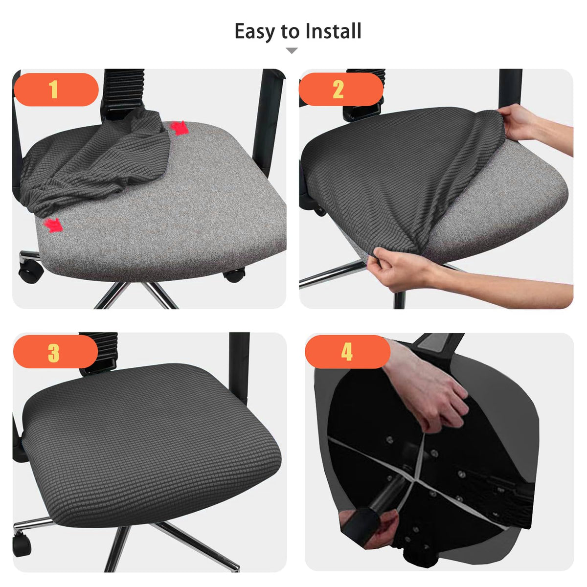 FYTXSZ Office Chair Seat Cover Stretch Elastic Universal Fit Washable Slipcover Seat Protector for Desk Swivel Computer Chairs