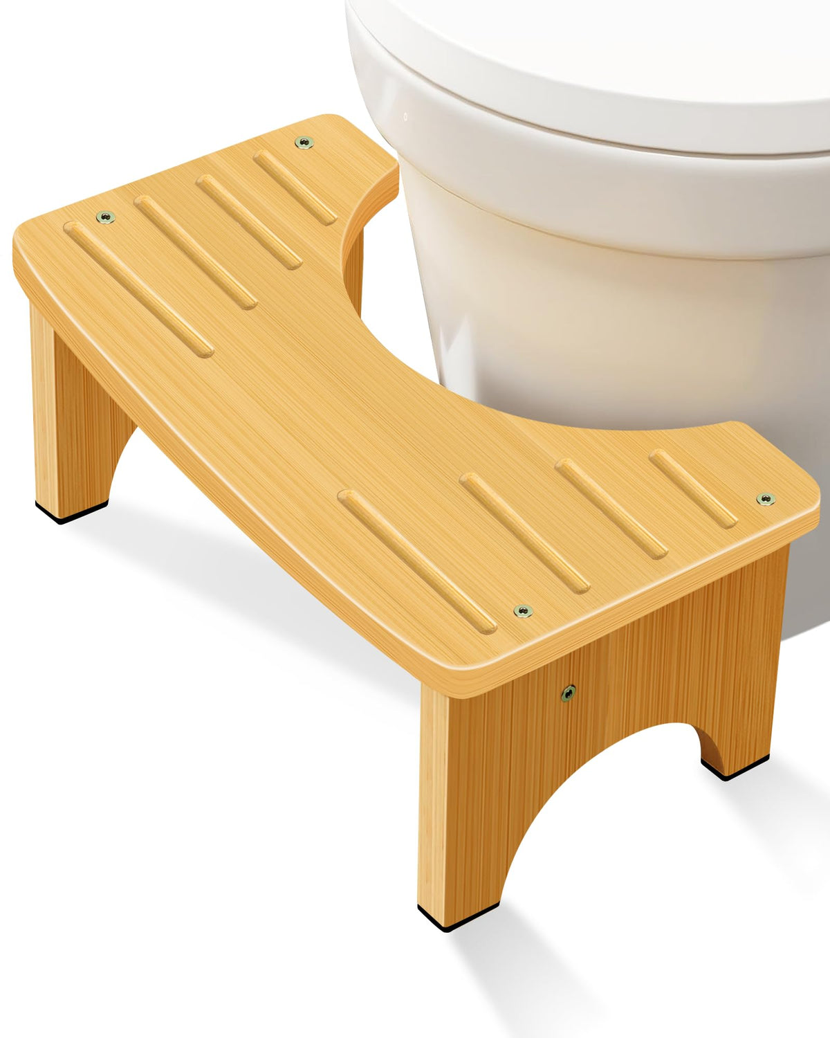 RayLove Toilet Stool, 7 Inch Bamboo Poop Stools, Adult Poop Stool,Bathroom Non-Slip Toilet Assistance Step Stool (Bamboo color)