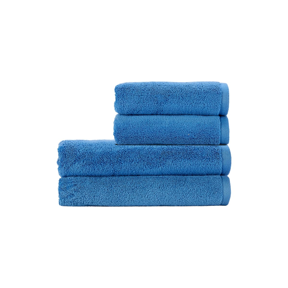 Christy Cirrus Quick Dry Towel Set | 4 Pieces | 2 Hand 2 Bath | Super Soft and Fluffy | Lightweight Bathroom Shower Towels | 100% Cotton | Ocean Blue