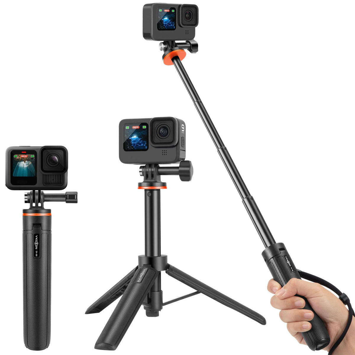 20"/51cm Mini Tripod Selfie Stick for DJI Osmo Pocket 3, GoPro Hero 14/13/12/11/10/9/8/Max, DJI Osmo Action 5 Pro/4, AKASO EK7000, Action Camera