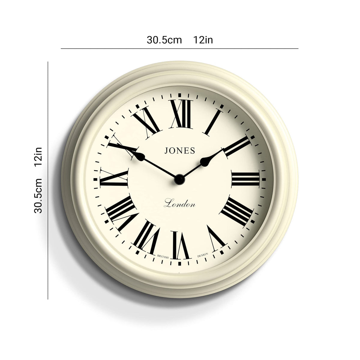 Jones Clocks Venetian wall clock | Classic round clock | 30cm | White | Roman numerals | Traditional design ideal for kitchen, living room or bedroom