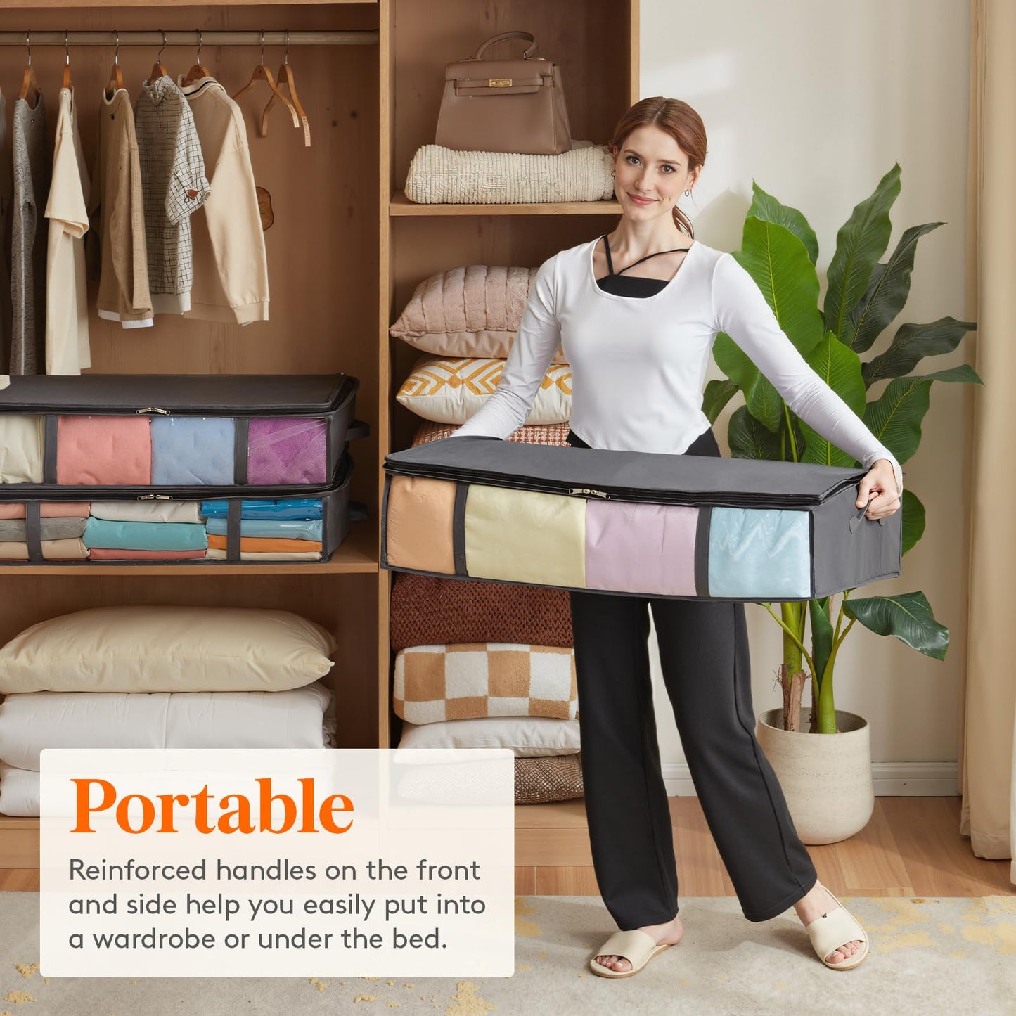 Lifewit 3 Pack Under Bed Storage,65L Clothes Storage Bags with Clear Window