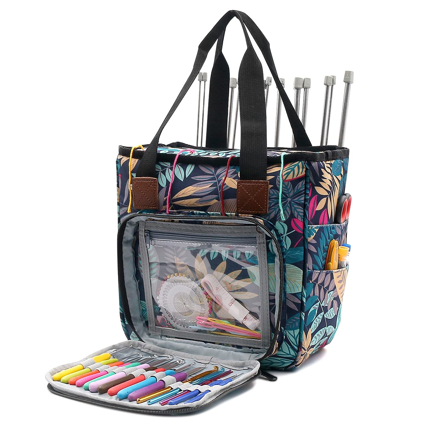 SumDirect Yarn Bag, Knitting Organizer Tote Bag Portable Storage Bag for Yarns, Carrying Projects, Knitting Needles, Crochet Hooks, Manuals and Other