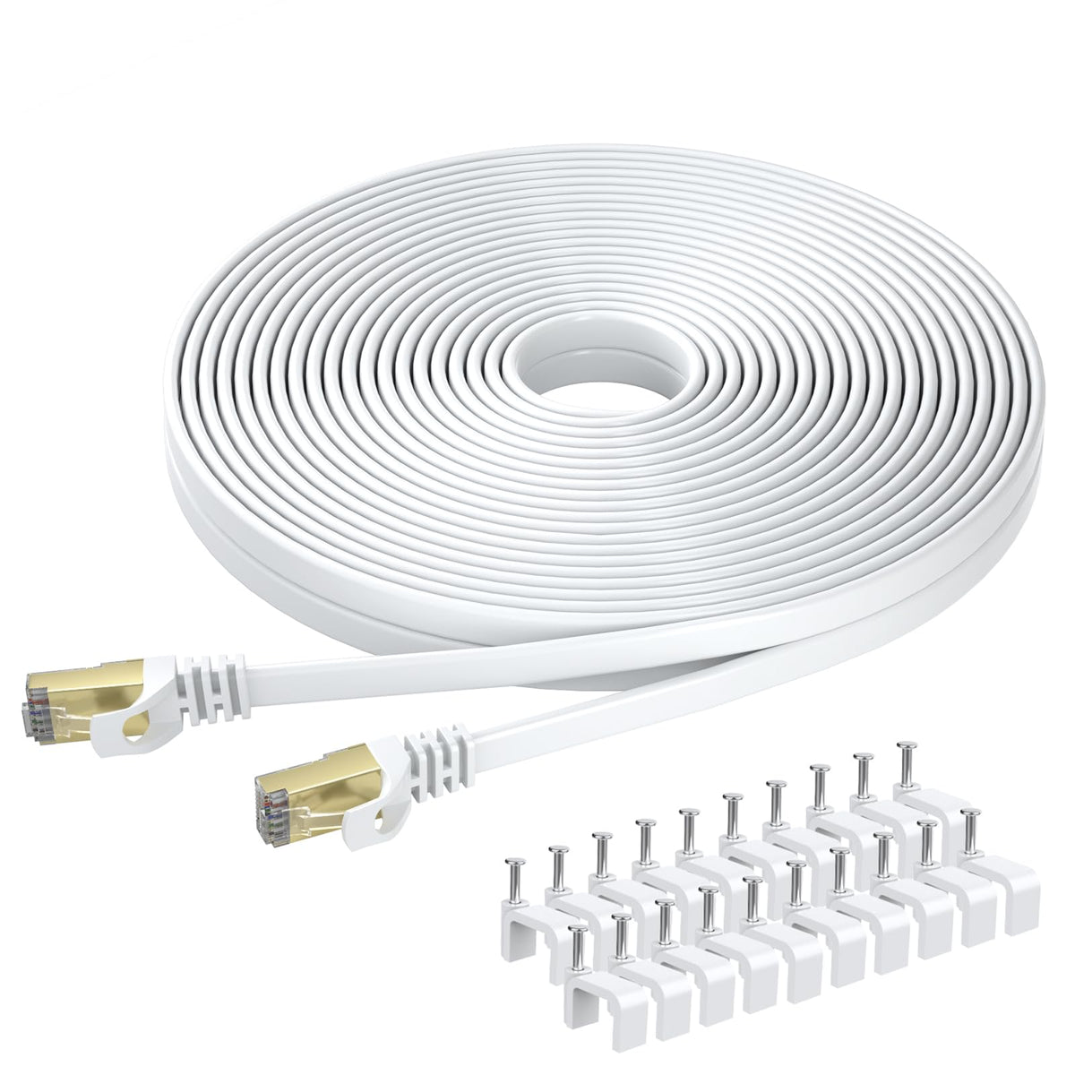 BUSOHE Cat 8 Ethernet Cable 20m, High Speed Flat Gigabit RJ45 Lan Network Cable, 40Gbps 2000Mhz Internet Patch Cord Compatible with Router, Modem, PC,