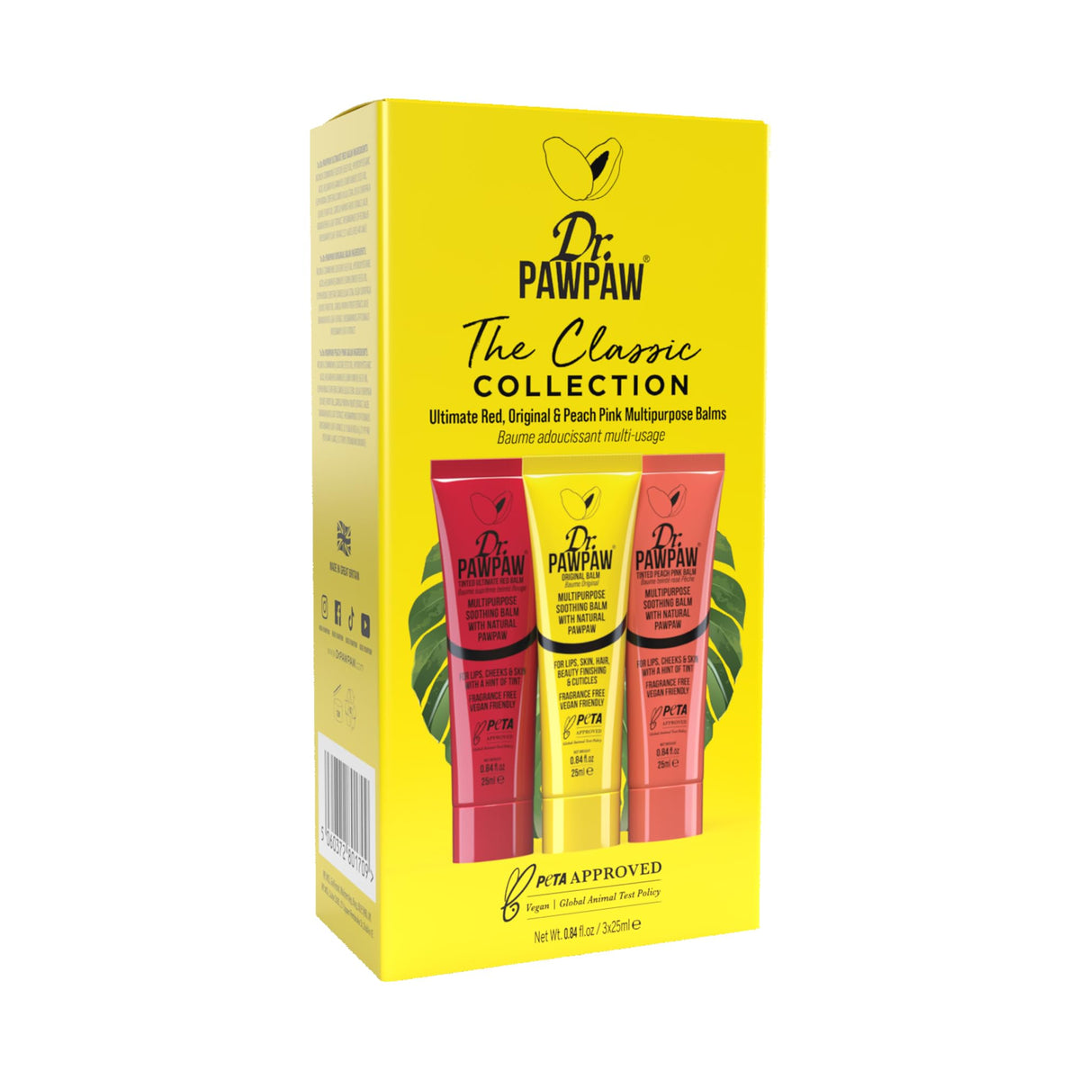 Dr.PawPaw The Classic Collection: Original, Ultimate Red & Peach Pink,Multi-Purpose Natural No Fragrance Balm for Hydrating Lips, Skin, Hair,