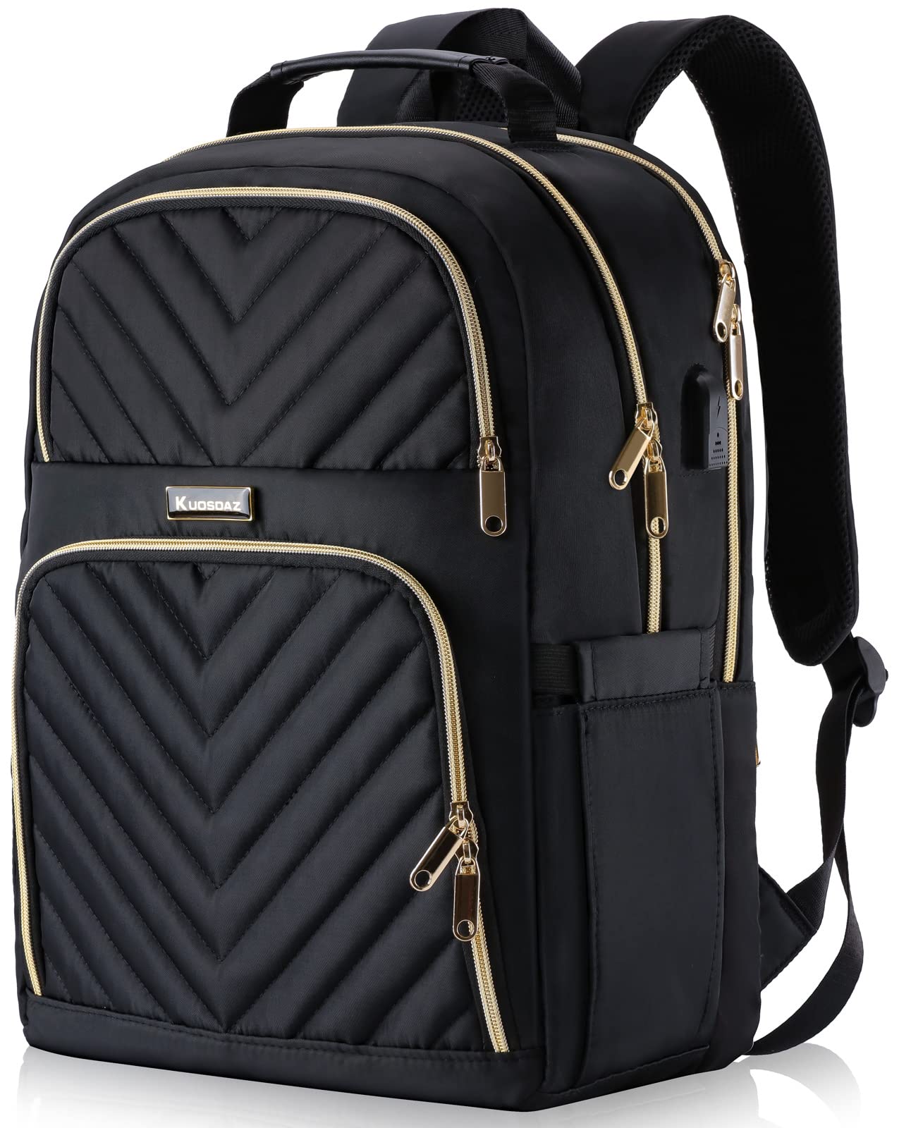Kuosdaz Backpack Women, 15.6 Inch School Backpack Girls Teenager with USB Charging Port, Laptop Backpack Stylish Daypack Waterproof for School, Uni,