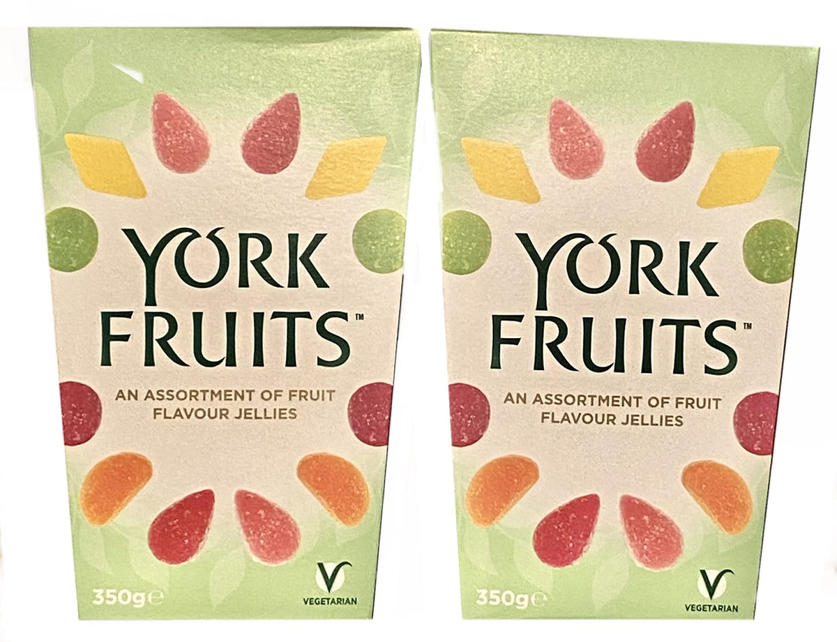 York Fruits Flavour Jellies Pack of 2 350g New Shaped Box Christmas Sweets Lemon Cherry Raspberry Mandarin Strawberry Lime