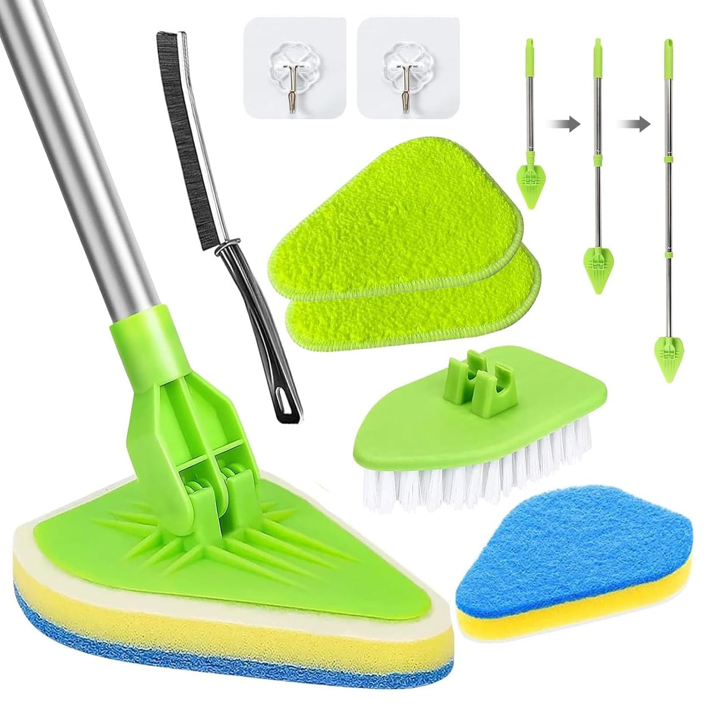 Shower Cleaning Brush, 3-In-1 Long Handled Scrubbing Brush 180? Rotatable Bathroom Tile Cleaner for Bathtub Tile Wall Floor