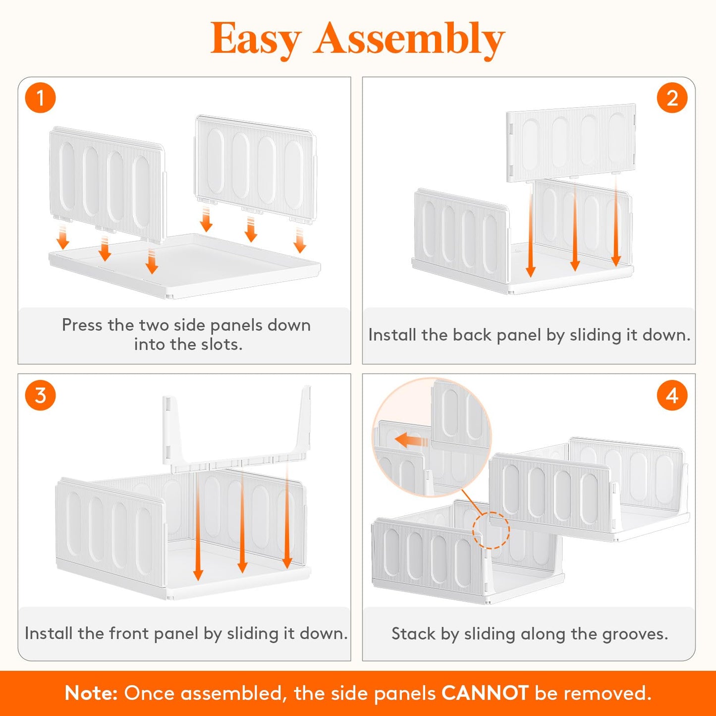 Lifewit 6 Pack Wardrobe Storage Organiser Stackable Hat Boxes 42 cm Depth