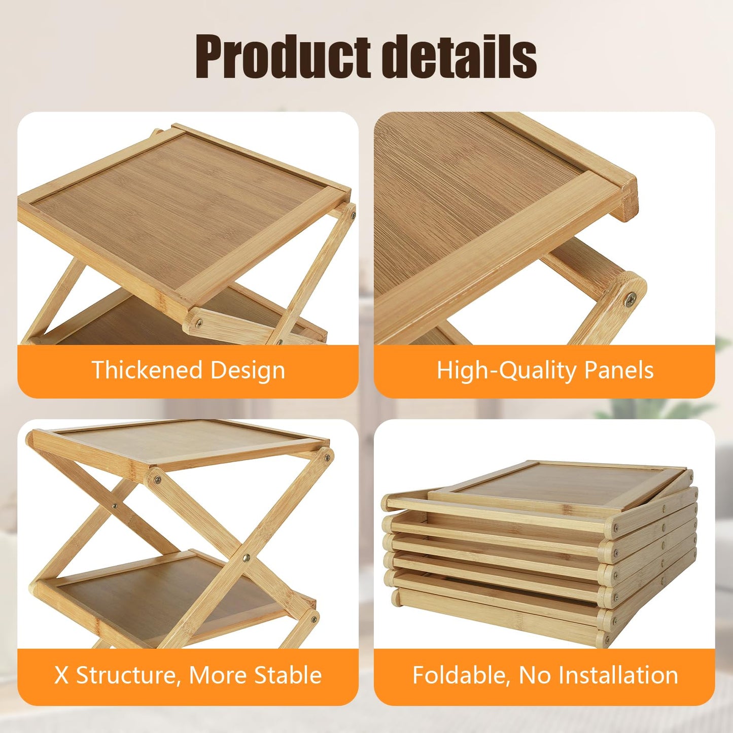 YYW Shoe Rack, Foldable Shoes Organizer Free Standing Shelf for Entryway, Closet, Hallway, Foldable X Shape Multi Tier Shoe Rack (Wood Color,6 Layers)