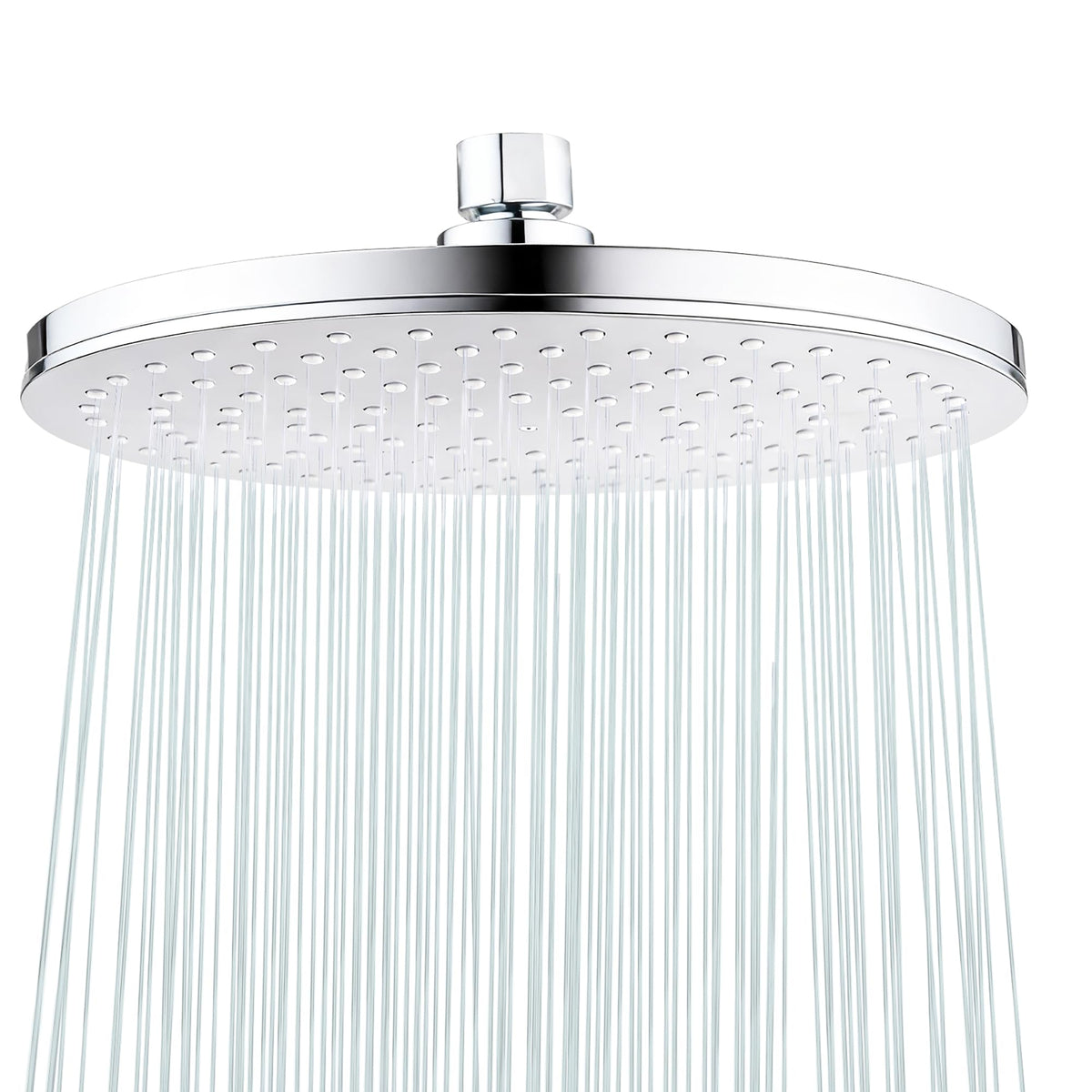 Rainfall Shower Head Chrome Fixed Showerhead 8.8-Inch Round Bathroom Rainhead Overhead Waterfall Shower Head with Adjustable Swivel Ball Joint | G1/2"