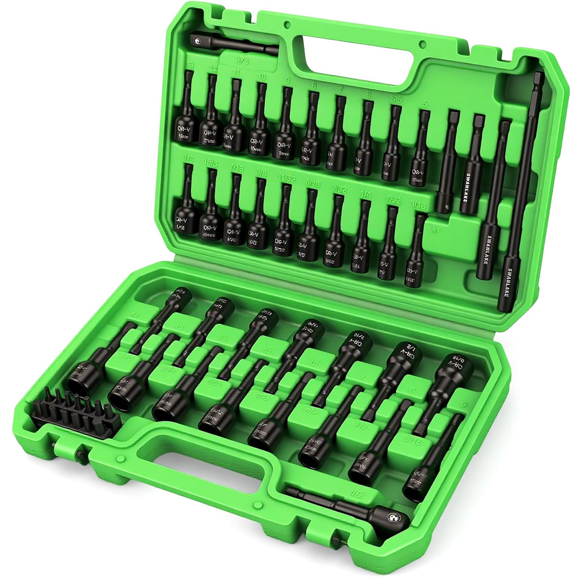 55-Piece Magnetic Nut Driver Set, Metric & SAE 1/4" Hex Shank, Impact Driver Socket Adapters, Snappy Driver Bit, Drill Bit Extension, 14PCS