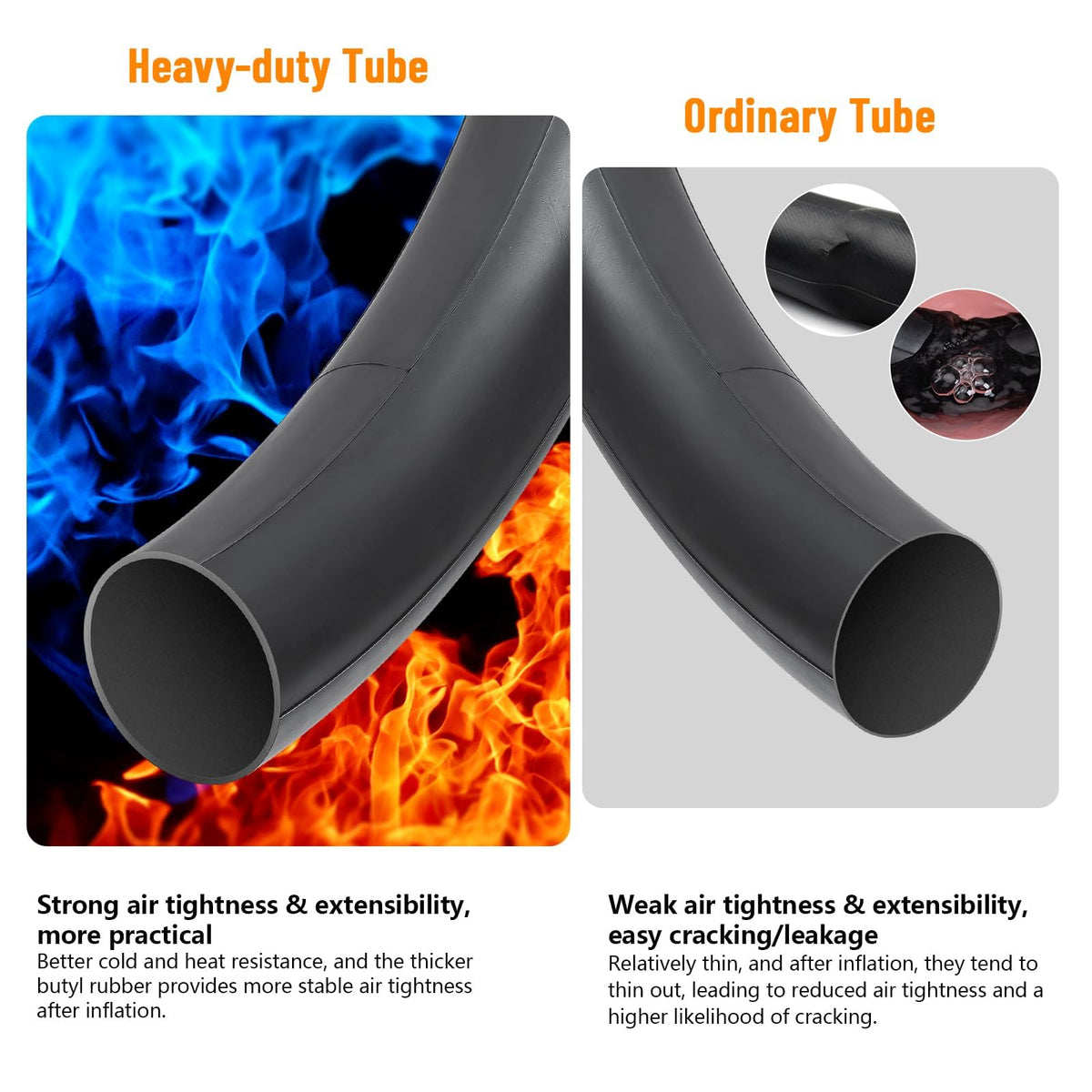 6PCS 700C Heavy Duty Bike Tubes 700x18C/32C 18/32-622 Bicycle Tubes FV60mm Presta Valve and 2 Rim Strips Compatible with 700x18C 700x20C 700x23C