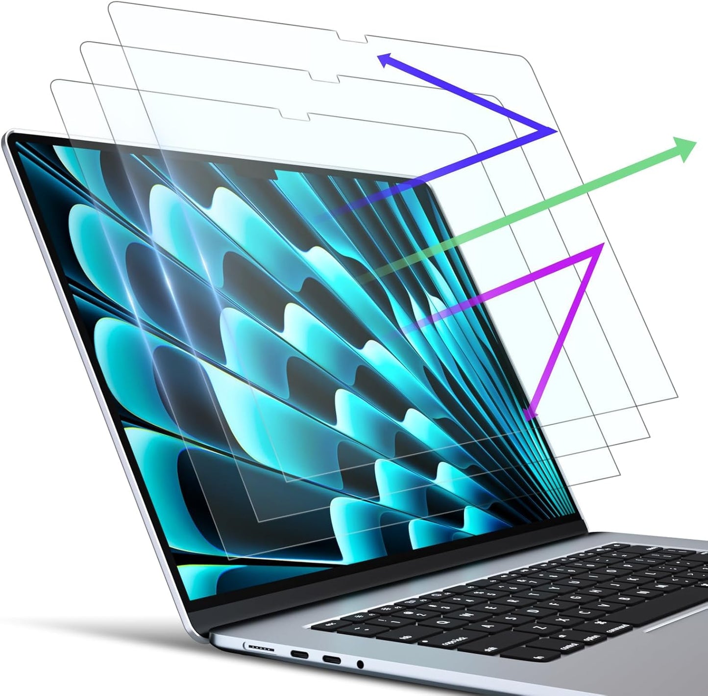 PYS [3-Pack Anti Blue Light Screen Protector for MacBook Air 15.3-Inch (2025/2024/2023, M4/M3/M2), Anti-Glare PET Matte Film, nti-Scratch,