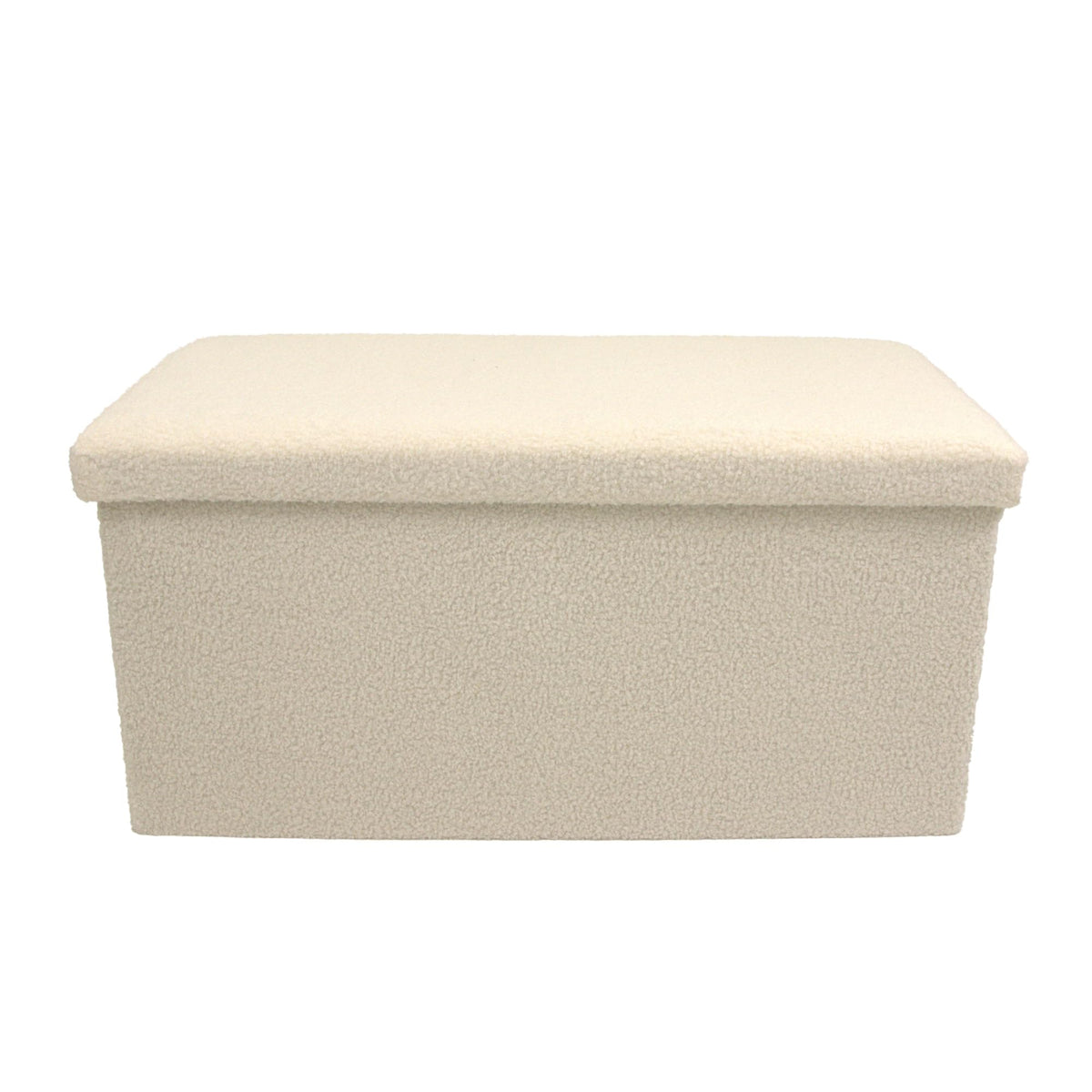 Libbi Lou White Teddy Boucle Foldable Footstool/Ottoman Storage Box | 76 x 38 x 38 cm |Ottoman for Home, Office or Bedroom | Store up to 40kg