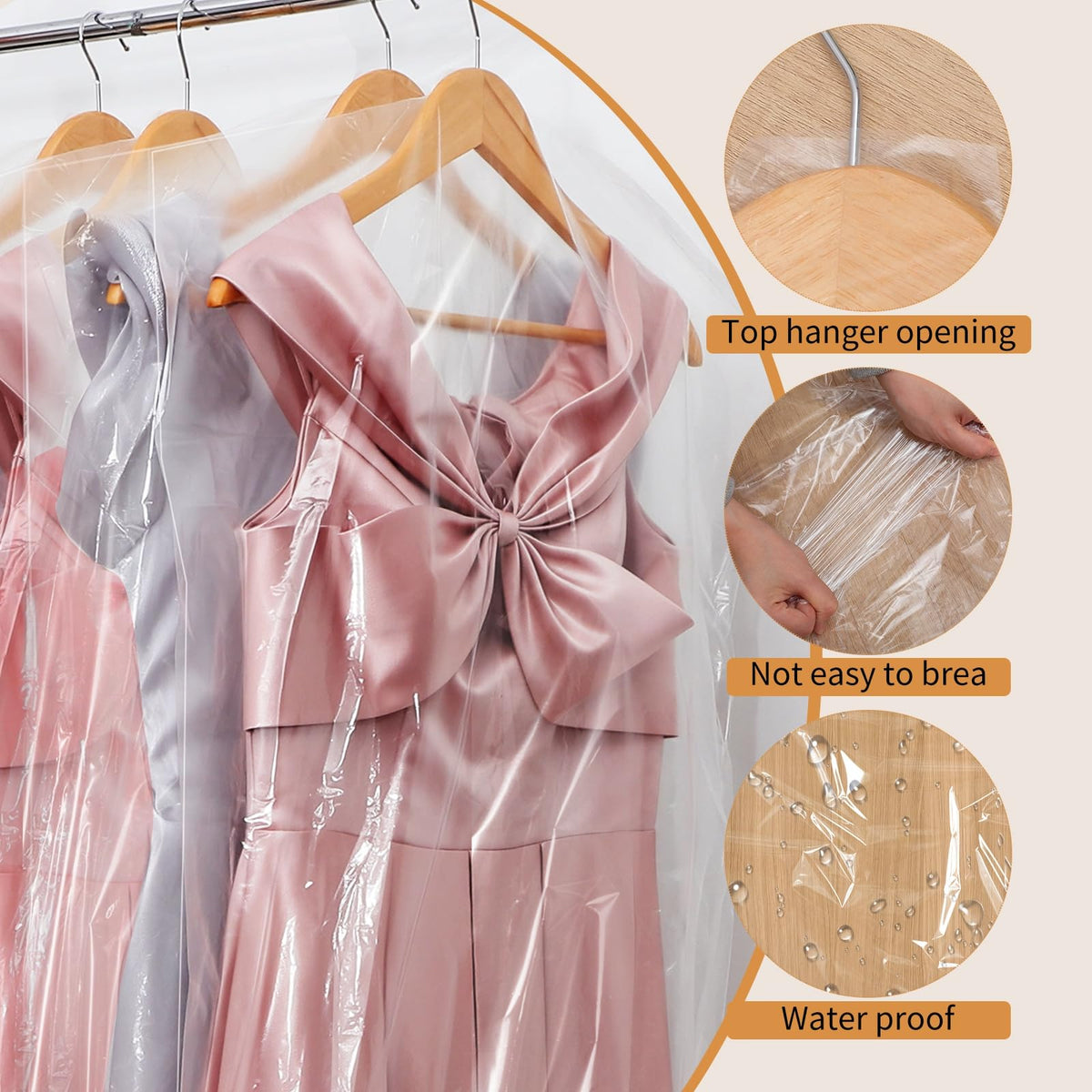 35 Pack Plastic Clothes Covers, Dry Cleaning Bags, Garment Bags 60 * 140 cm