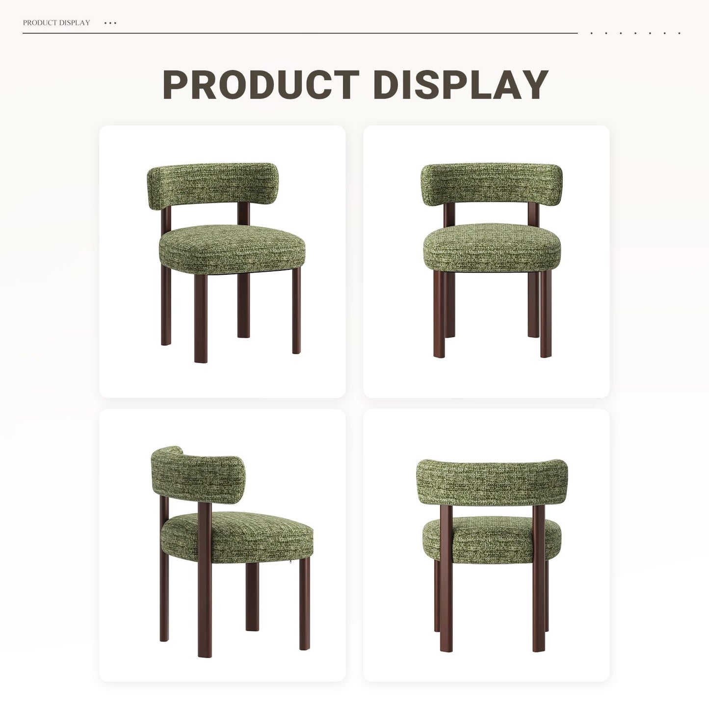 COLAMY Wooden Dining Chairs Set of 2, Fabric Chairs for Dining Room with Open Curved Backrest and Thick Seat Cushion