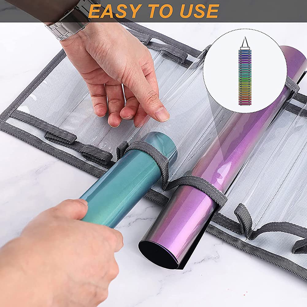 BUDDE Vinyl Roll Holder with 24 Compartment-Vinyl Roll Rack Wall Mount/Hanging Over The Door, Craft Vinyl Storage Organizer Idea,Craft