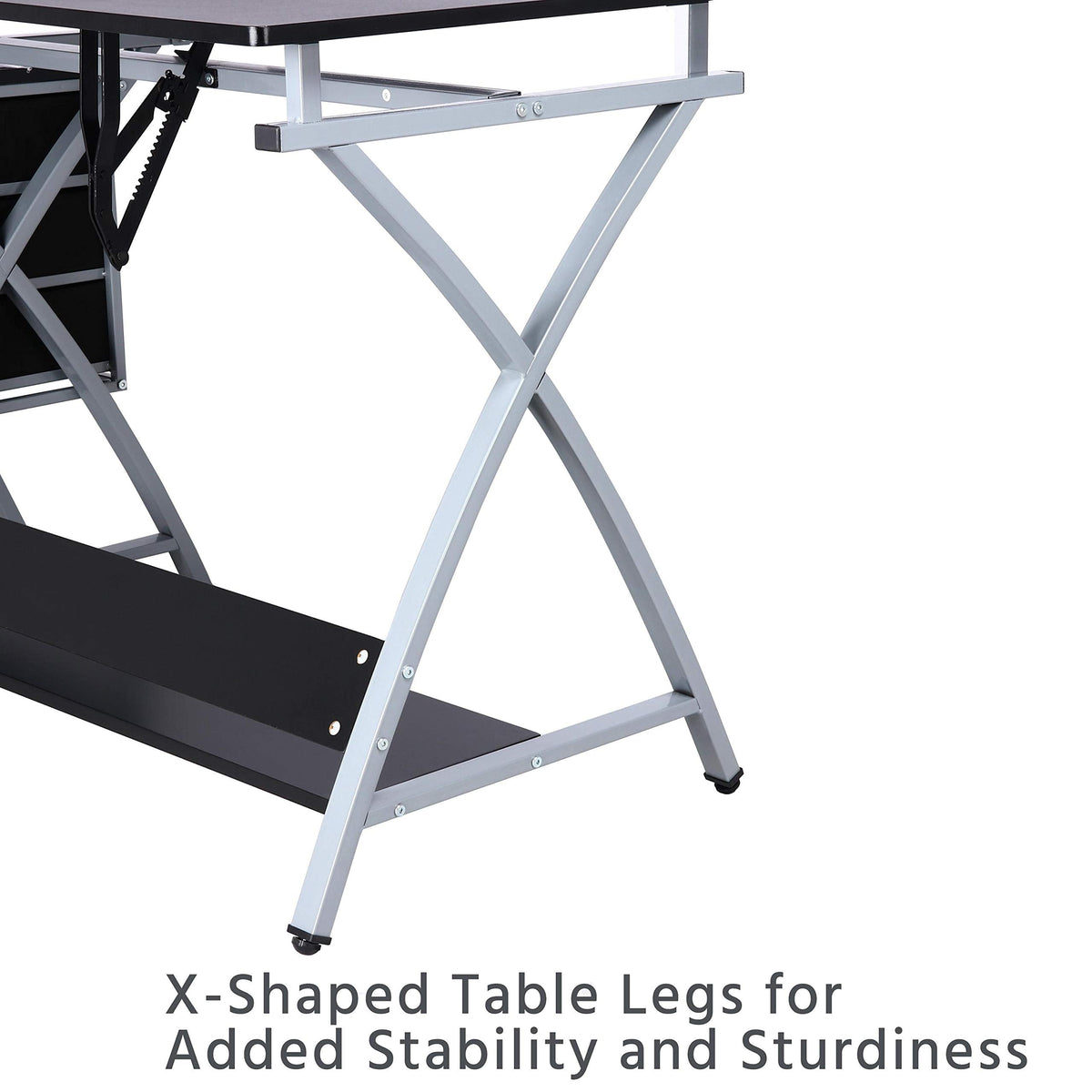 Yaheetech Drafting Table Tiltable Desktop Height Adjustable Art Metal Black
