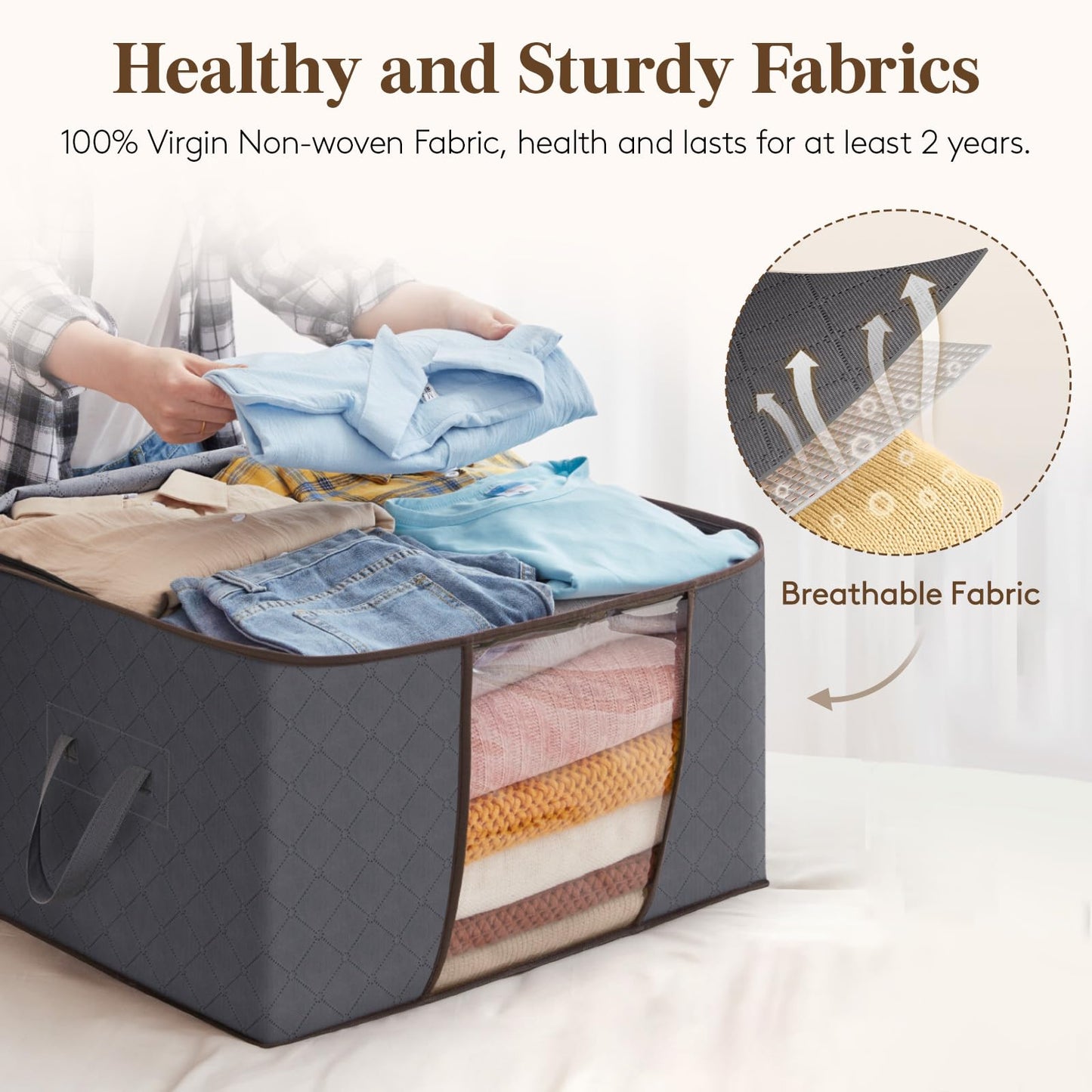 Lifewit Clothes Storage Bags, Foldable Storage Box Moving Bags Wardrobe Storage Organiser Packing Boxes for Moving House with Clear Window for