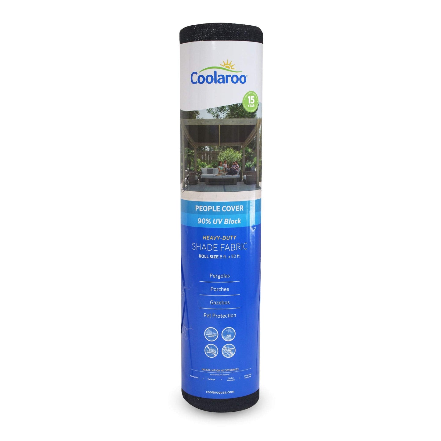 Coolaroo 457839 Shade Fabric with 90% UV Protection (6'x50'), 6' x 50', Graphite