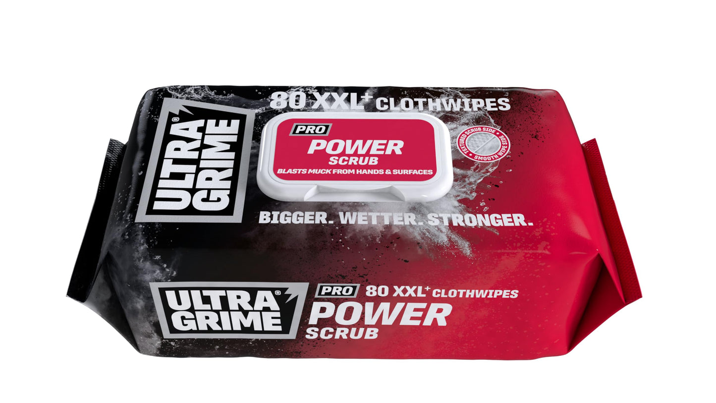 UltraGrime PRO Power Scrub Cleaning Wet Wipes - Big Size Professional Disposable Wipes - Tougher Multi-Purpose Heavy-Duty Textured Scrubbing Cloths