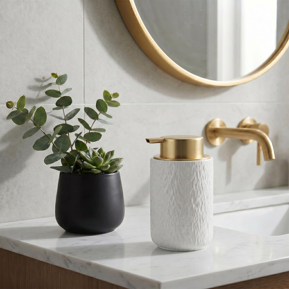 Foaming Soap Dispenser Ceramic - 400ml Foam Hand Soap Dispenser Liquid Dispenser Refillable Hand Lotion Pump Bottles Anti-slip Shampoo Conditioner