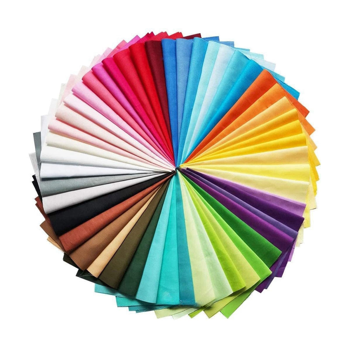 EXGOING 50PCS Cotton Fabric Squares Bundle | 25x25cm Fat Quarters for Quilting & Sewing | Non-Fraying Premium Cotton Cloth | Vibrant Colours & DIY